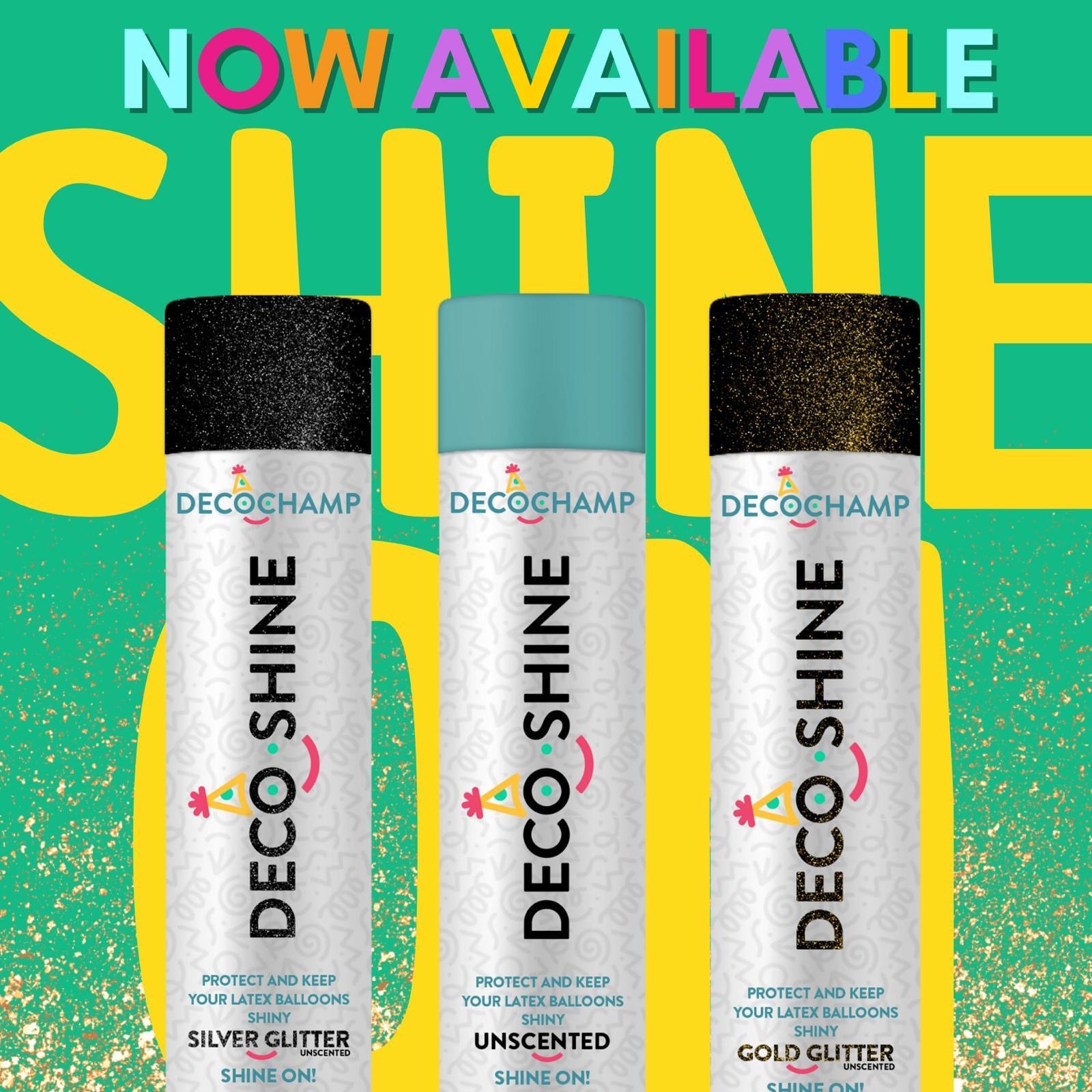 Decoshine Spray Combo (1 Can Clear - 1 Can Glitter Silver - 1 Can Glitter Gold) - 14.10 oz (600 ML) each one