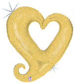 Holographic Gold Linky Chain Of Hearts 37" Foil