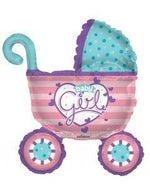 Baby Girl Stroller Shaped Foil Balloon - 36" in