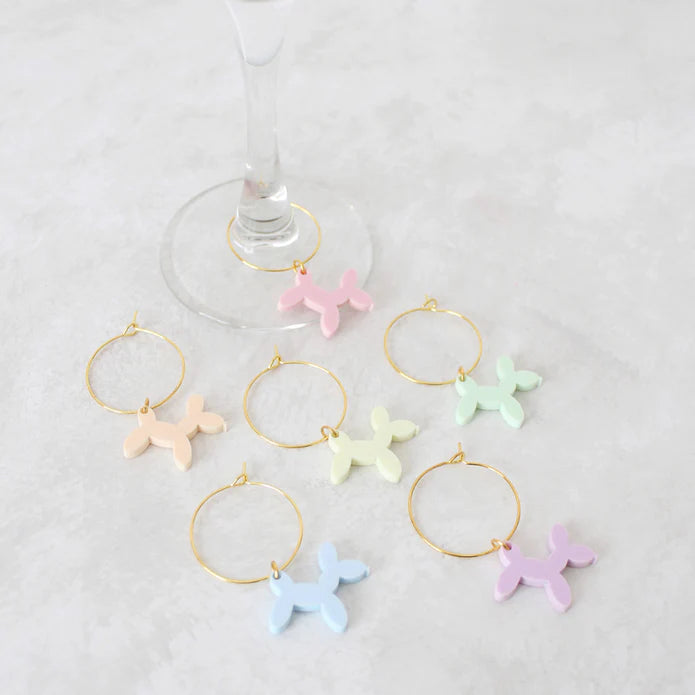 
            
                Load image into Gallery viewer, BALLOON DOG WINE CHARM SET (PASTEL COLORS)
            
        