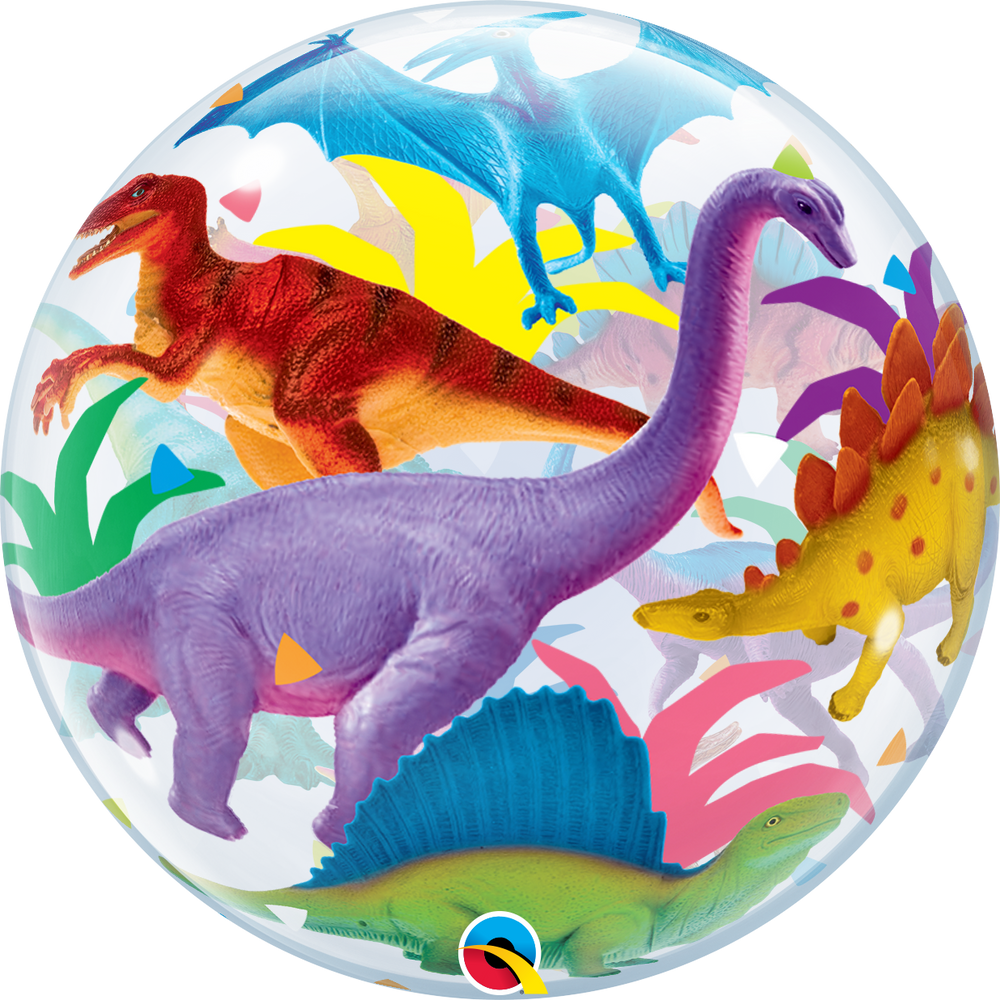 Colorful Dinosaurs Bubble Balloon 22"