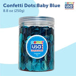Metallic Baby Blue Confetti Jar Round. 8.8 onz.