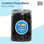 Black Confetti Jar Round. 8.8 onz.