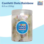 Rainbow Confetti Jar Round. 8.8 onz.