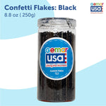 Black Confetti Jar Foil Irregular Flakes 8.8 onz.