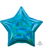 Cyan Blue Iridescent Star Shaped Foil Balloon 18