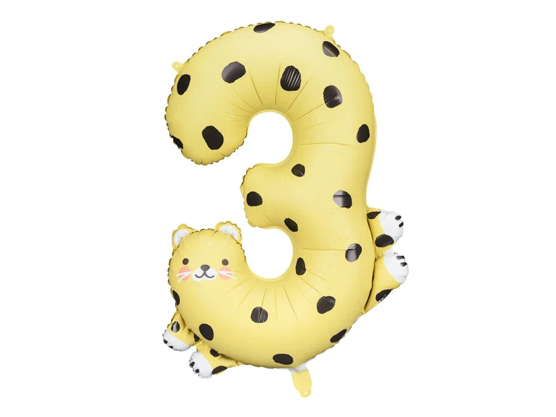 Animal Number "3" Foil Balloons PARTY DECO 35" CHEETAH