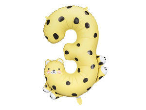 Animal Number "3" Foil Balloons PARTY DECO 35" CHEETAH