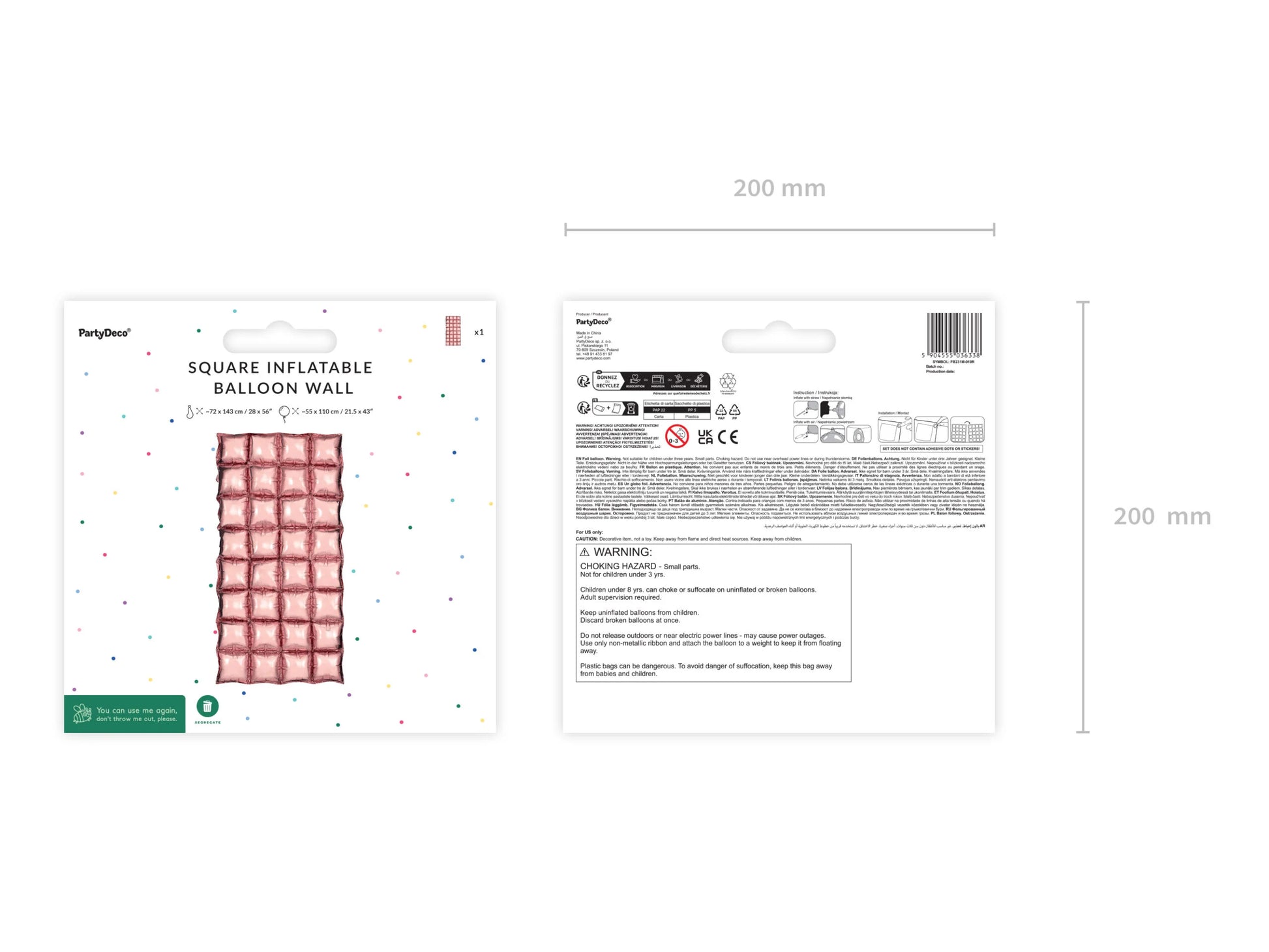 RECTANGULAR FOIL BALLOON BACKDROP ROSE GOLD (72x143CM) 28"x56"