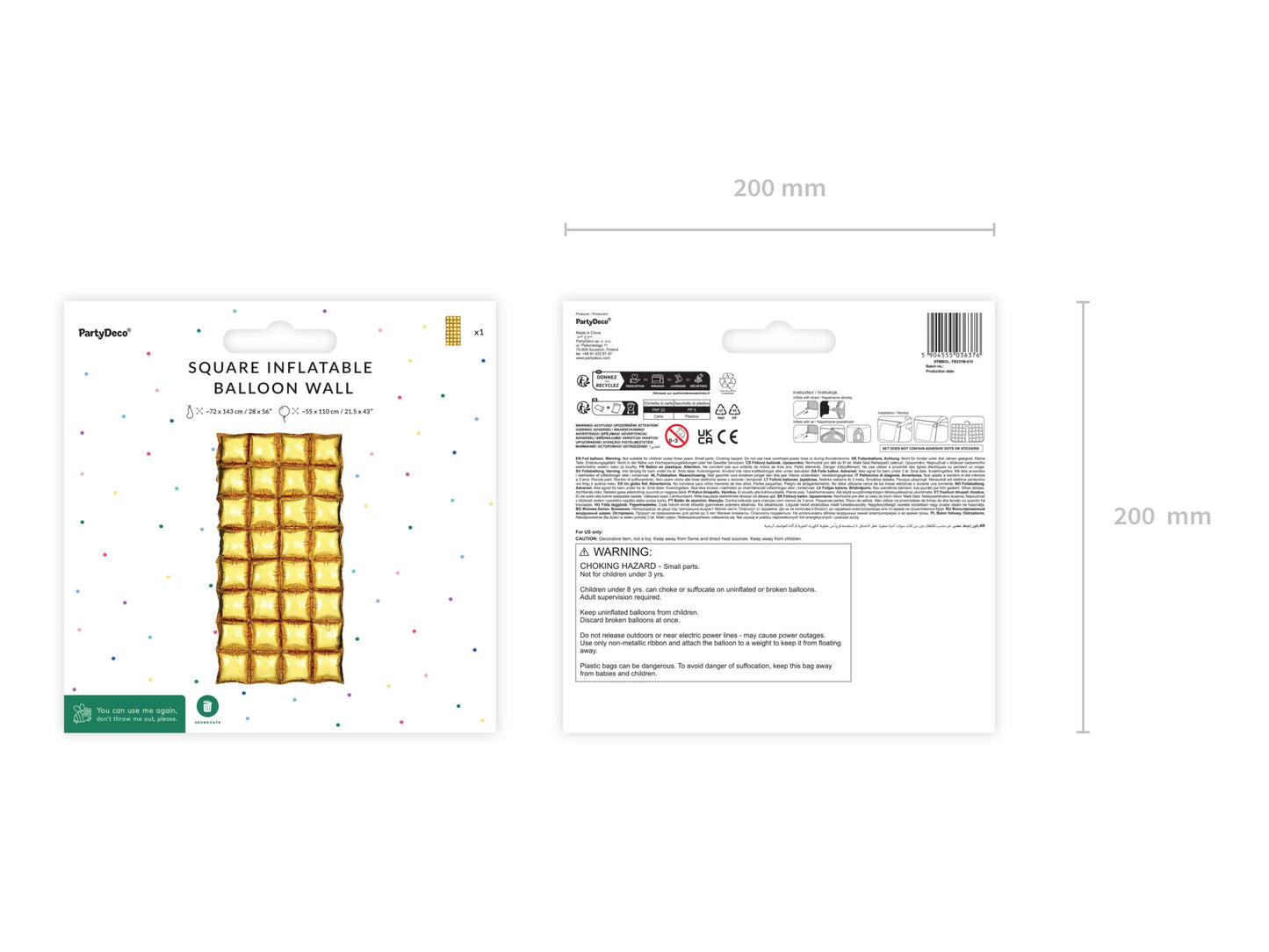 RECTANGULAR FOIL BALLOON BACKDROP GOLD (72x143CM) 28"x56"