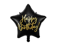 HAPPY BIRTHDAY STAR BLACK PARTY DECO 15.5"