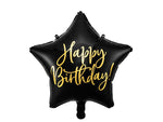 HAPPY BIRTHDAY STAR BLACK PARTY DECO 15.5"