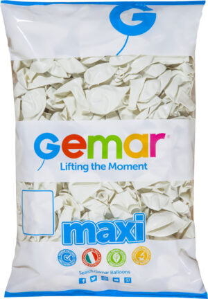 G110-001 Maxi Bag Solid White | 1 Bag (500 Pcs) 12" | Gemar Balloons USA