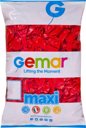 G110-045 Maxi Bag Solid Red | 1 Bag (500 Pcs) 12" | Gemar Balloons USA