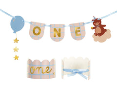 CHAIR BANNER AND CROWN TEDDY BEAR (50X20.5CM) (1.6M) PARTY DECO