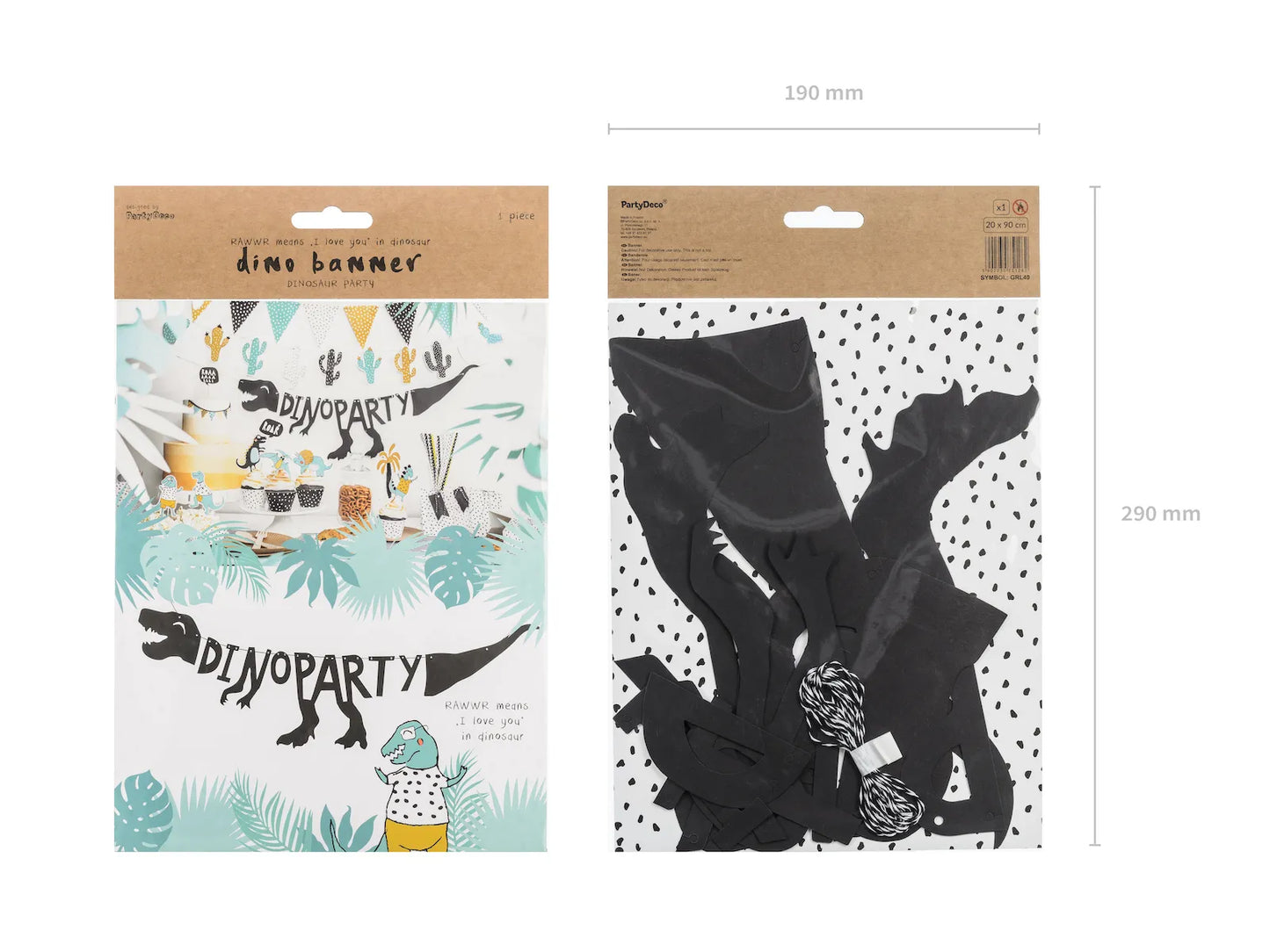 BANNER DINOSAURS DINO PARTY BLACK (2M) PARTY DECO