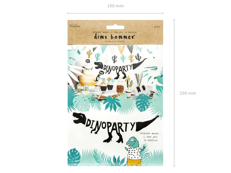 BANNER DINOSAURS DINO PARTY BLACK (2M) PARTY DECO