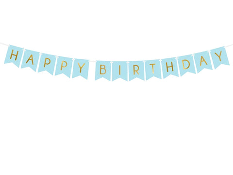 BANNER HAPPY BIRTHDAY LIGHT BLUE (2.5M) PARTY DECO