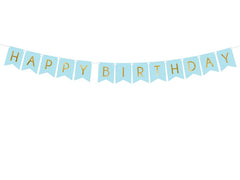 BANNER HAPPY BIRTHDAY LIGHT BLUE (2.5M) PARTY DECO