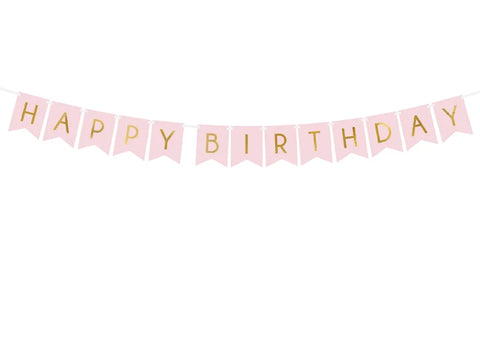 BANNER HAPPY BIRTHDAY PINK (2.5M) PARTY DECO
