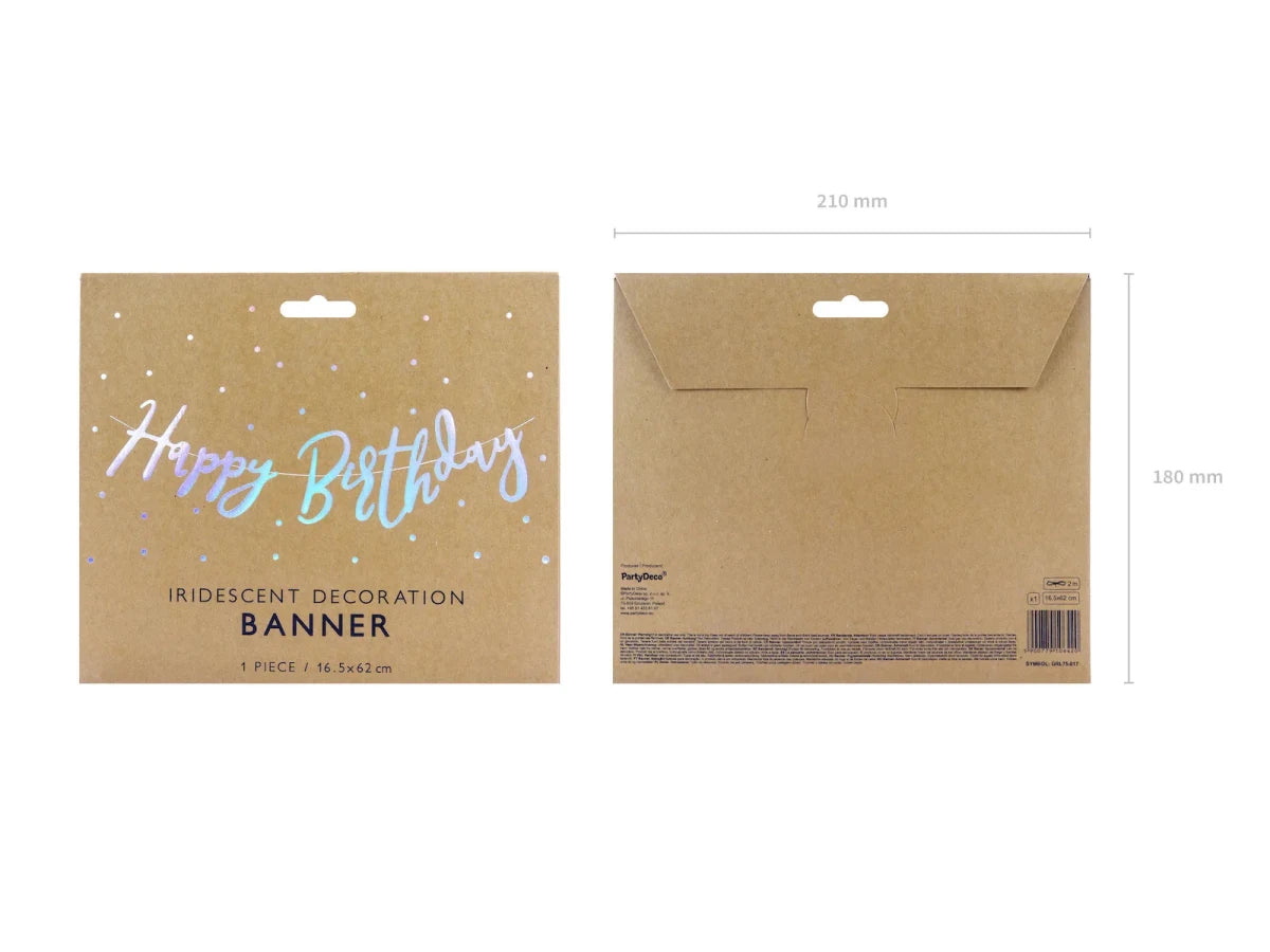 BANNER HAPPY BIRTHDAY IRIDESCENT (16.5X62CM) PARTY DECO