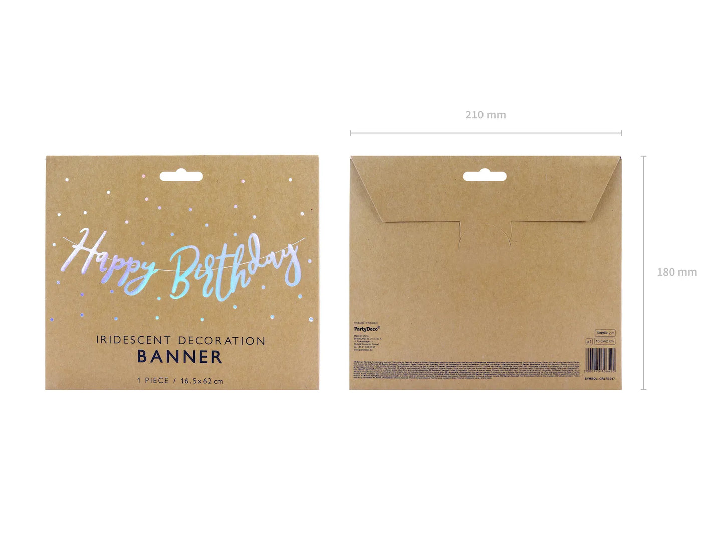 BANNER HAPPY BIRTHDAY IRIDESCENT (16.5X62CM) PARTY DECO