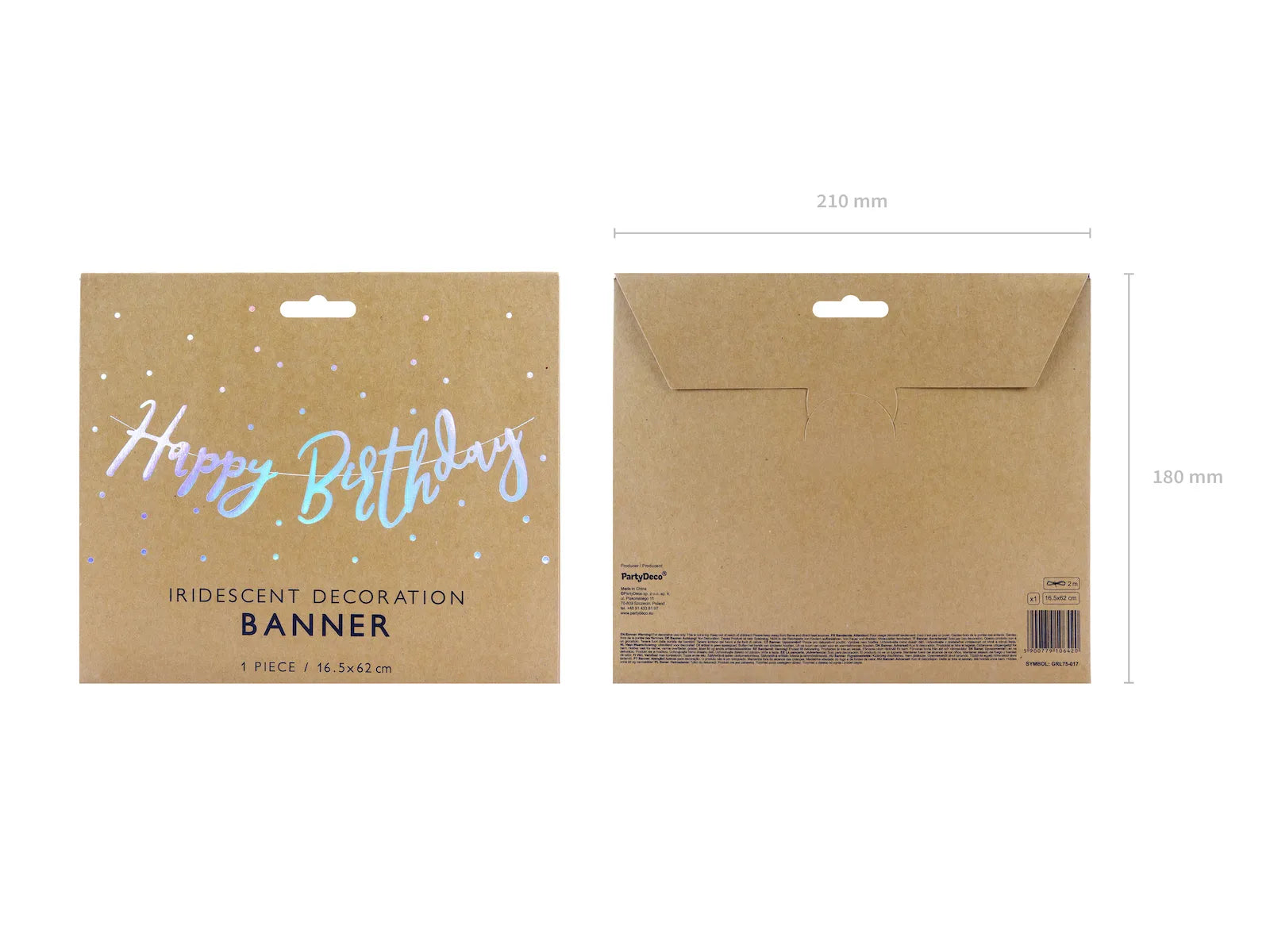 BANNER HAPPY BIRTHDAY IRIDESCENT (16.5X62CM) PARTY DECO