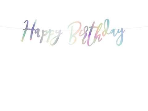 BANNER HAPPY BIRTHDAY IRIDESCENT (16.5X62CM) PARTY DECO