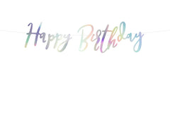 BANNER HAPPY BIRTHDAY IRIDESCENT (16.5X62CM) PARTY DECO