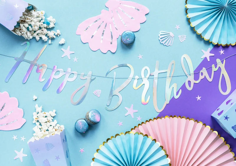BANNER HAPPY BIRTHDAY IRIDESCENT (16.5X62CM) PARTY DECO