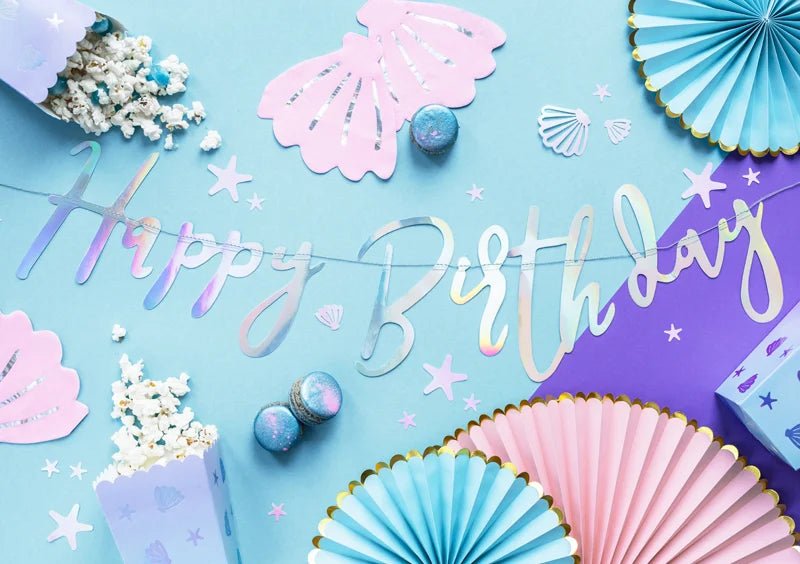 BANNER HAPPY BIRTHDAY IRIDESCENT (16.5X62CM) PARTY DECO
