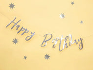 BANNER HAPPY BIRTHDAY SILVER (16.5X62CM) PARTY DECO