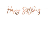BANNER HAPPY BIRTHDAY ROSE GOLD (16.5X62CM) PARTY DECO