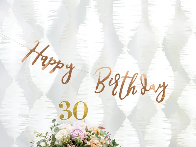 BANNER HAPPY BIRTHDAY ROSE GOLD (16.5X62CM) PARTY DECO