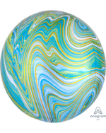 Blue & Green Marblez Orbz 16" in - Foil Balloon