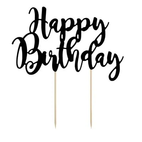 CAKE TOPPER HAPPY BIRTHDAY BLACK (22.5CM)