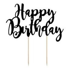 CAKE TOPPER HAPPY BIRTHDAY BLACK (22.5CM)