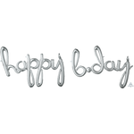 Happy Bday Script Foil Balloon - Silver