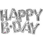 Silver Happy B-Day Script Foil Balloon - 30"in