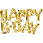 Gold Happy B-Day Script Foil Balloon - 30"in