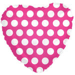 2 Heart Shaped Foil Balloon 18" in. Hot Pink Polka Dots
