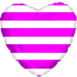 2 Heart Shaped Foil Balloon 18" in. Hot Pink Stripes