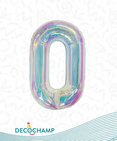 Number 0 Iridescent Foil Balloon 34