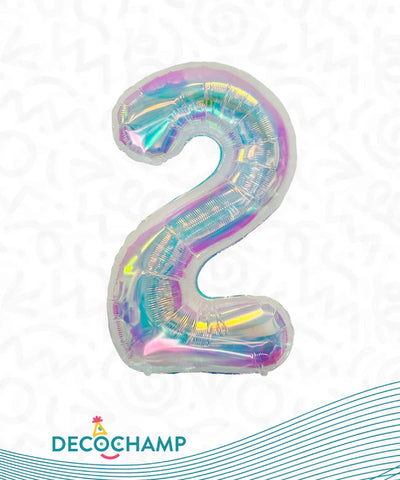 Number 2 Iridescent Foil Balloon 34