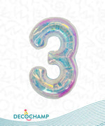 Number 3 Iridescent Foil Balloon 34" (Single Pack) DECONUMBER