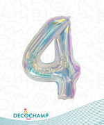 Number 4 Iridescent Foil Balloon 34" (Single Pack) DECONUMBER