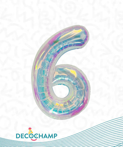 Number 6 Iridescent Foil Balloon 34
