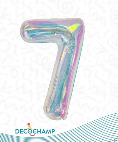 Number 7 Iridescent Foil Balloon 34