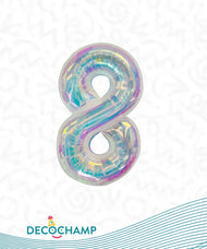 Number 8 Iridescent Foil Balloon 34" (Single Pack) DECONUMBER