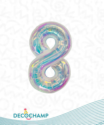 Number 8 Iridescent Foil Balloon 34